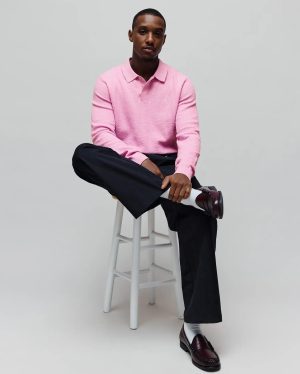 MENS ROMAN LONG SLEEVE KNIT POLO - MT0100153