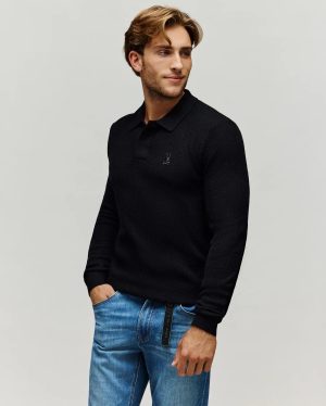 MENS ROMAN LONG SLEEVE KNIT POLO - MT0100153
